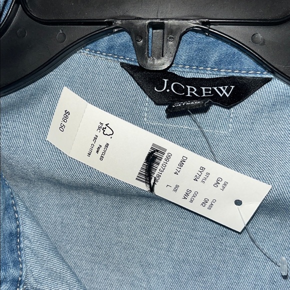 J. Crew Chambray Popover Shirt Storm Wash, Size Large NWT - Picture 7 of 10